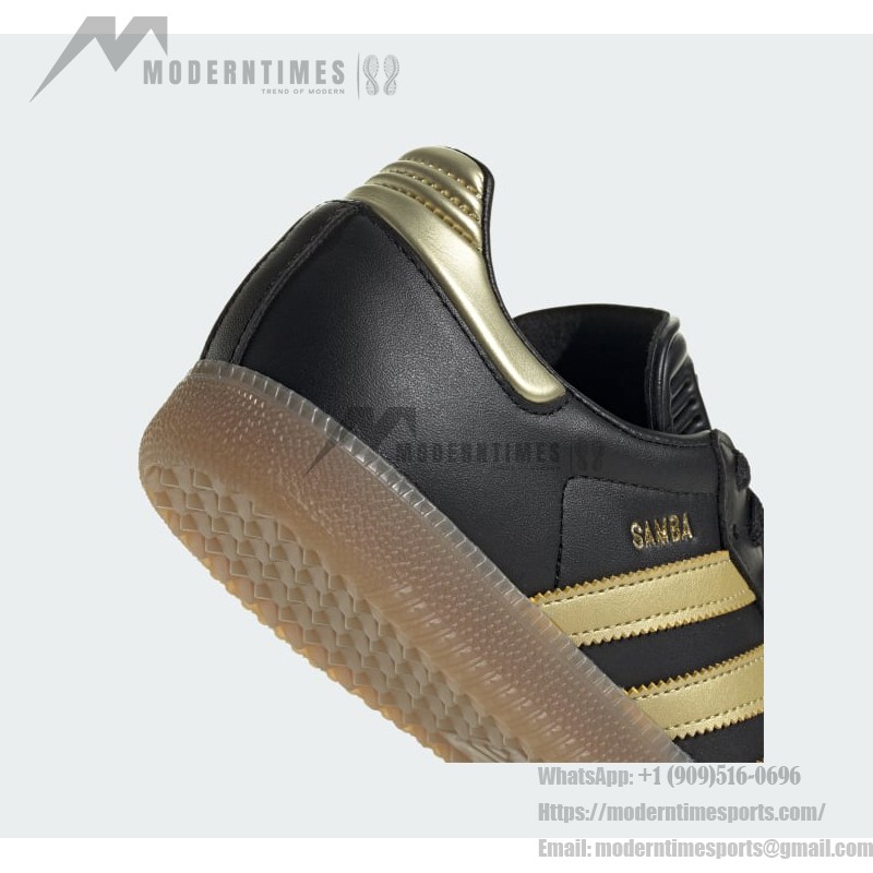 Adidas Samba OG IH8159 black and gold sneakers with gum sole, Messi-inspired