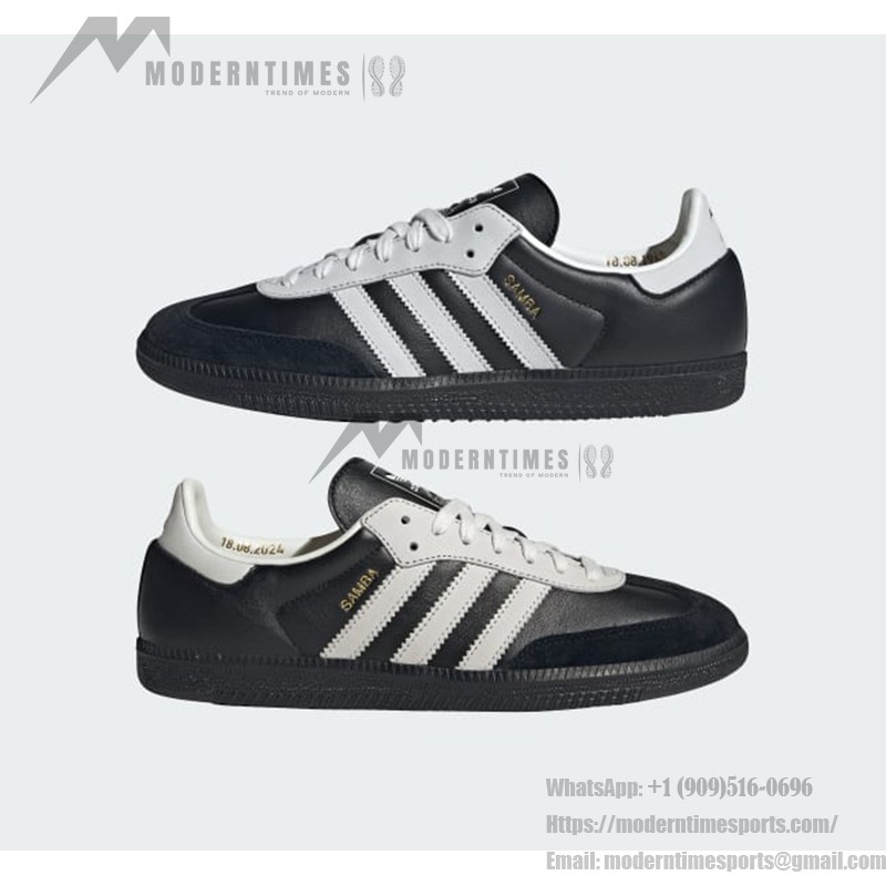 Adidas Samba OG JP5282 schwarze Wildleder-Sneakers mit silbernen Streifen