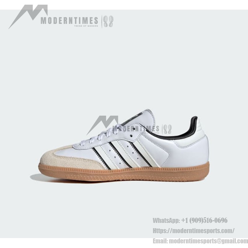 Adidas Samba OG IH5585 kids' white leather sneakers with black stripes and gum sole