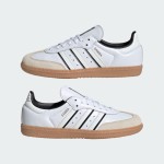 Adidas Samba OG IH5585 kids' white leather sneakers with black stripes and gum sole