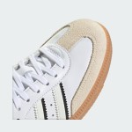 Adidas Samba OG IH5585 kids' white leather sneakers with black stripes and gum sole