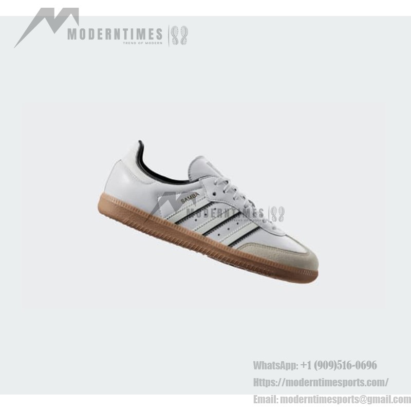 Adidas Samba OG IH5585 kids' white leather sneakers with black stripes and gum sole