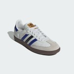 Adidas Samba OG ID1381 - White Leather Sneakers with Blue & Black Stripes