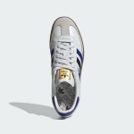 Adidas Samba OG ID1381 - White Leather Sneakers with Blue & Black Stripes