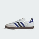 Adidas Samba OG ID1381 - White Leather Sneakers with Blue & Black Stripes