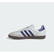 Adidas Samba OG ID1381 – Klassische Weiße Ledersneaker mit Blauen und Schwarzen Streifen für Streetwear und Freizeit