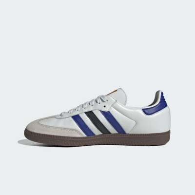 Adidas Samba OG ID1381 - Classic White Leather Sneakers with Blue & Black Stripes for Streetwear and Casual Style