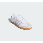 Adidas Samba OG Shoes IE0877 - Classic White Leather Sneakers with Light Blue Stripes and Retro Gum Sole