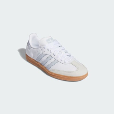 Adidas Samba OG Shoes IE0877 - Classic White Leather Sneakers with Light Blue Stripes and Retro Gum Sole