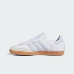 Adidas Samba OG Schuhe IE0877 – Klassische weiße Ledersneaker mit hellblauen Streifen und Gummisohle