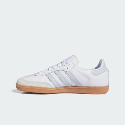 Adidas Samba OG Shoes IE0877 - Classic White Leather Sneakers with Light Blue Stripes and Retro Gum Sole