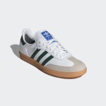 Adidas Samba OG Shoes IE3437 - White Leather Sneakers with Green Stripes and Gum Sole