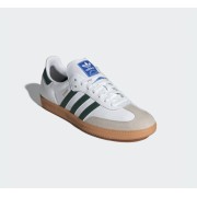 Adidas Samba OG Schuhe IE3437 - Klassische Weiße Leder-Sneaker mit Grünen Streifen und Retro-Gummisohle für Zeitlosen Streetstyle