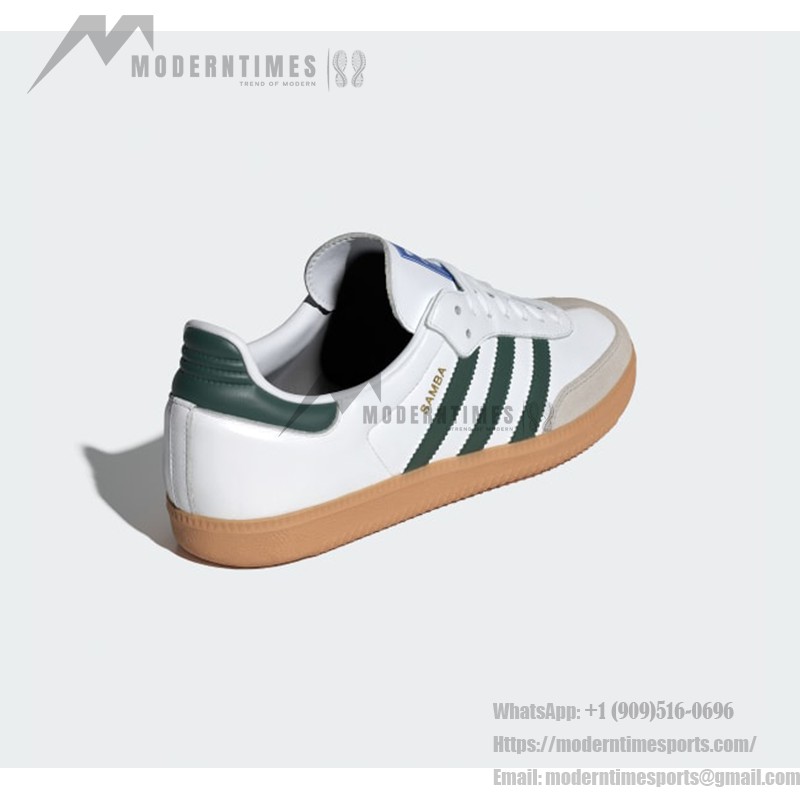 Adidas Samba OG Shoes IE3437 - White Leather Sneakers with Green Stripes and Gum Sole