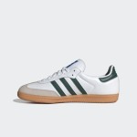 Adidas Samba OG Shoes IE3437 - White Leather Sneakers with Green Stripes and Gum Sole