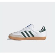 Adidas Samba OG Schuhe IE3437 - Klassische Weiße Leder-Sneaker mit Grünen Streifen und Retro-Gummisohle für Zeitlosen Streetstyle