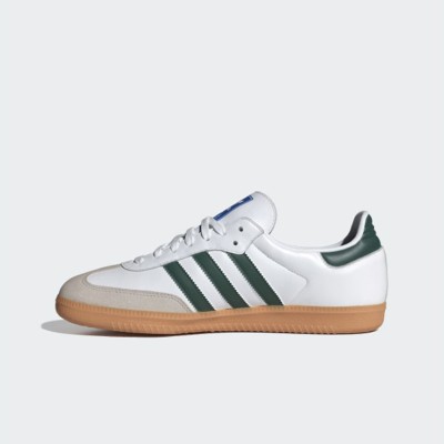 Adidas Samba OG Shoes IE3437 - Classic White Leather with Green Stripes and Retro Gum Sole for Timeless Street Style