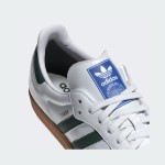 Adidas Samba OG Shoes IE3437 - White Leather Sneakers with Green Stripes and Gum Sole