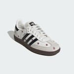 Adidas Samba OG Shoes IF4398 - White Leather Sneakers with Black Stripes and Floral Embroidery