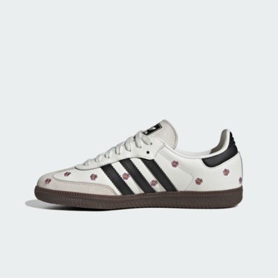 Adidas Samba OG Shoes IF4398 - White Leather Sneakers with Black Stripes and Floral Embroidery for Timeless Street Style