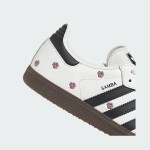 Adidas Samba OG Shoes IF4398 - White Leather Sneakers with Black Stripes and Floral Embroidery