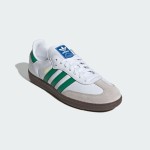 Adidas Samba OG IG1024 white leather sneakers with green stripes and gum sole