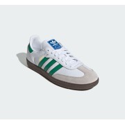 Adidas Samba OG IG1024 - Classic White Leather Sneakers with Green Stripes and Gum Sole for Retro Street Style