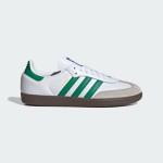 Adidas Samba OG IG1024 white leather sneakers with green stripes and gum sole