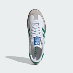 Adidas Samba OG IG1024 white leather sneakers with green stripes and gum sole