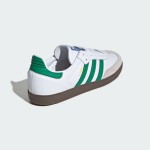 Adidas Samba OG IG1024 white leather sneakers with green stripes and gum sole