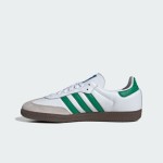 Adidas Samba OG IG1024 white leather sneakers with green stripes and gum sole