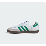 Adidas Samba OG IG1024 – Klassische Weiße Ledersneaker mit Grünen Streifen und Gummisohle für Retro-Stil