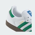 Adidas Samba OG IG1024 white leather sneakers with green stripes and gum sole