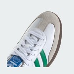 Adidas Samba OG IG1024 white leather sneakers with green stripes and gum sole