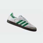 Adidas Samba OG IG1024 white leather sneakers with green stripes and gum sole