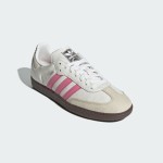 Adidas Samba OG Shoes IG1963 - White Leather Sneakers with Pink Stripes