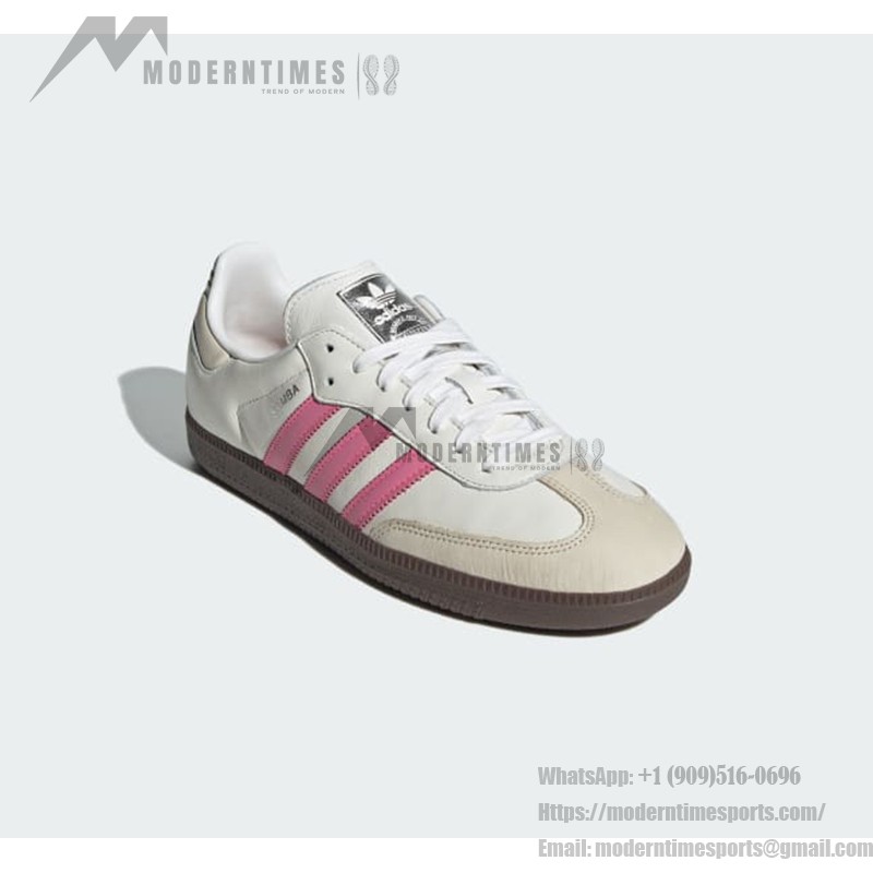 Adidas Samba OG Shoes IG1963 - White Leather Sneakers with Pink Stripes