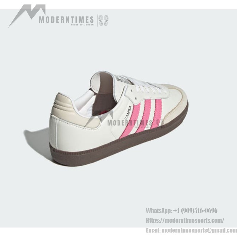 Adidas Samba OG Shoes IG1963 - White Leather Sneakers with Pink Stripes