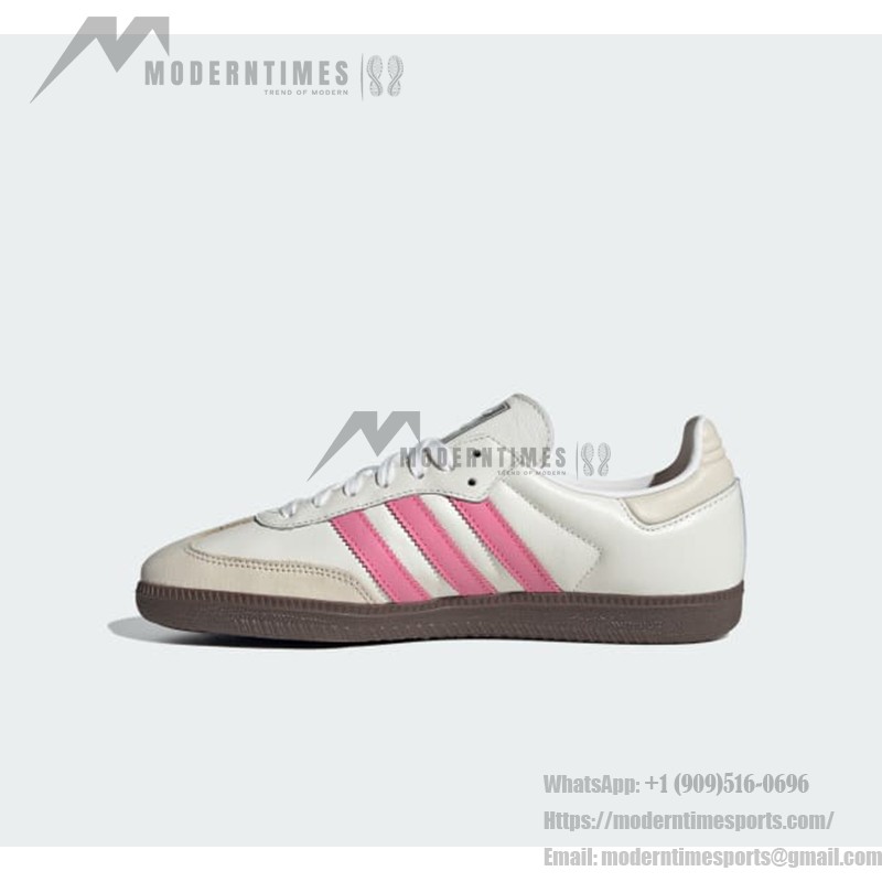 Adidas Samba OG Shoes IG1963 - White Leather Sneakers with Pink Stripes