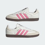 Adidas Samba OG Shoes IG1963 - White Leather Sneakers with Pink Stripes