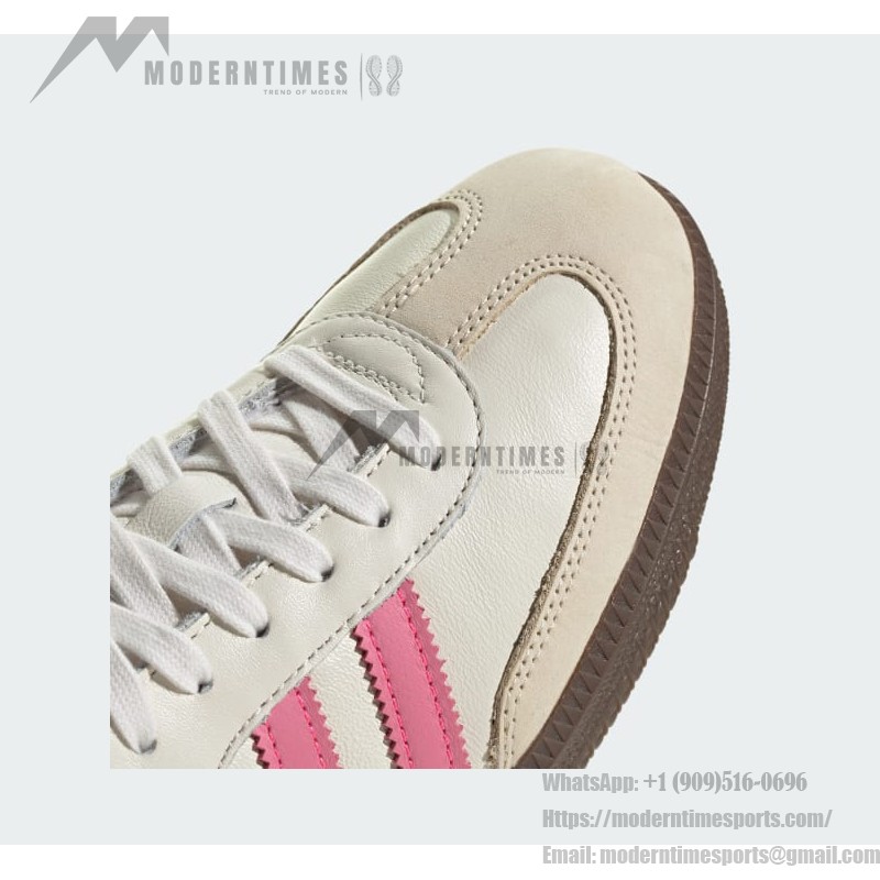 Adidas Samba OG Shoes IG1963 - White Leather Sneakers with Pink Stripes