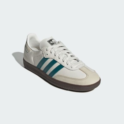 Adidas Samba OG IG1963 - Classic White Leather Sneakers with Teal Green Stripes and Gum Sole for Timeless Street Style