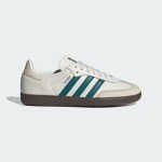 Adidas Samba OG IG1963 white leather sneakers with teal green stripes and gum sole