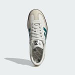 Adidas Samba OG IG1963 white leather sneakers with teal green stripes and gum sole