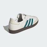 Adidas Samba OG IG1963 white leather sneakers with teal green stripes and gum sole