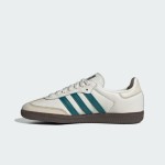 Adidas Samba OG IG1963 white leather sneakers with teal green stripes and gum sole