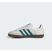 Adidas Samba OG IG1963 – Klassische Weiße Ledersneaker mit Türkisgrünen Streifen und Gummisohle für Zeitlosen Streetstyle