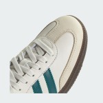 Adidas Samba OG IG1963 white leather sneakers with teal green stripes and gum sole