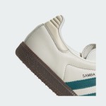 Adidas Samba OG IG1963 white leather sneakers with teal green stripes and gum sole