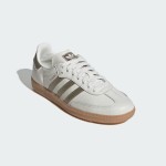 Adidas Samba OG IG1964 White Leather Sneakers with Olive Stripes and Gum Sole